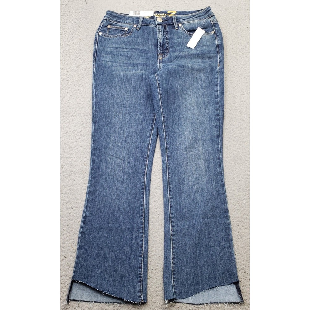 Seven7 Fashion Jeans Womens 4 Blue Denim Mid Wash Flared Leg Step Hem Streetwear